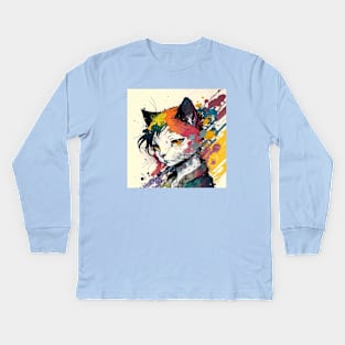 Anime Cat Character Kids Long Sleeve T-Shirt